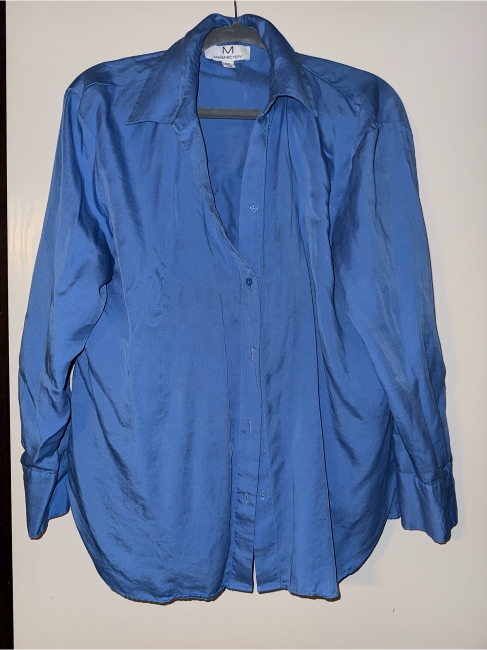Magaschoni Royal Blue Silk Button-Down Shirt
